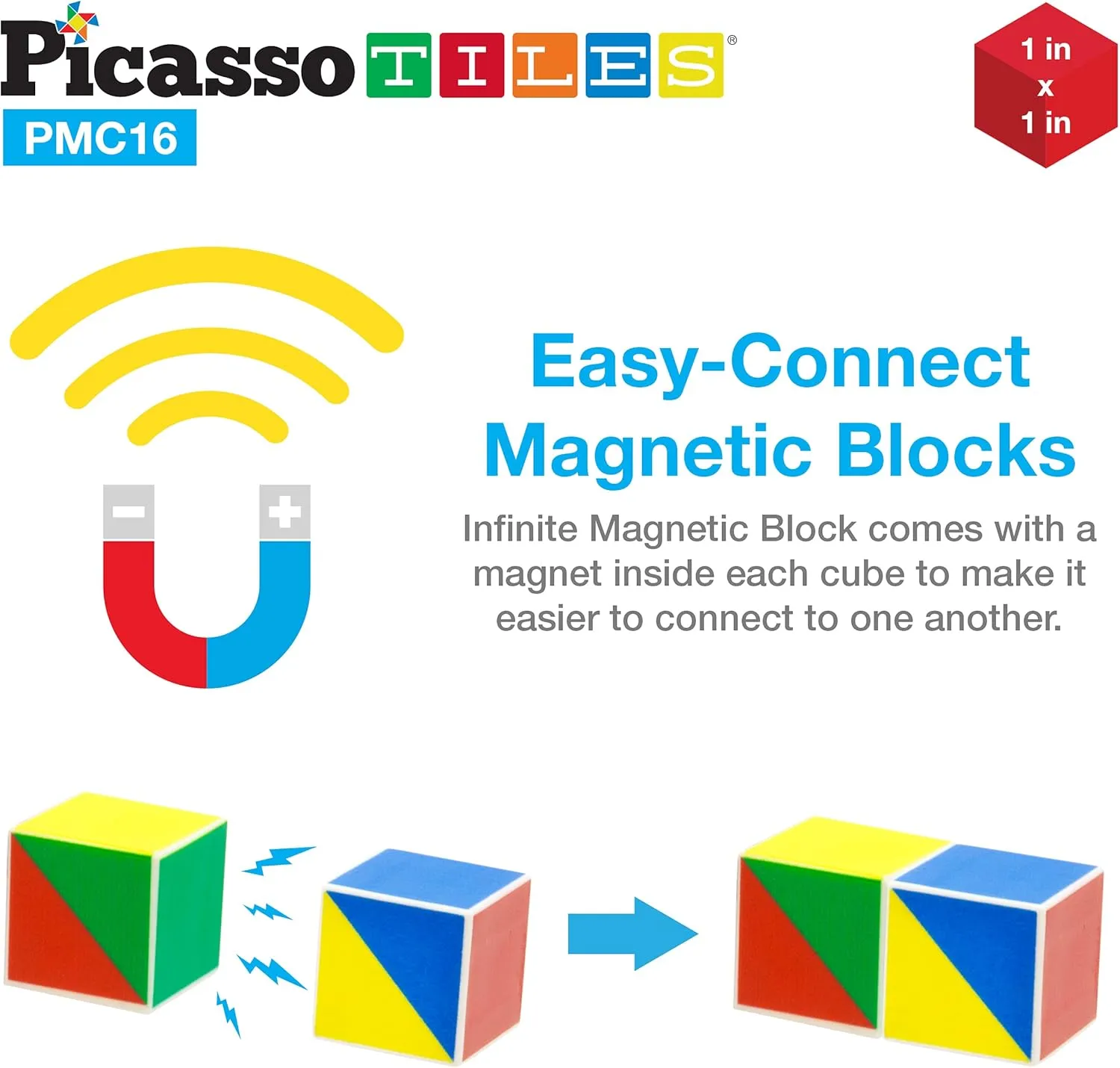 Picasso Cubes 16 Piece Magnetic Puzzle Game Magic Cube Puzzles Brain Teaser Set Kids Toy Magnet Pattern Block Matching Toys with Free Ideabook 100  Inspirations Included STEM Learning Early Education