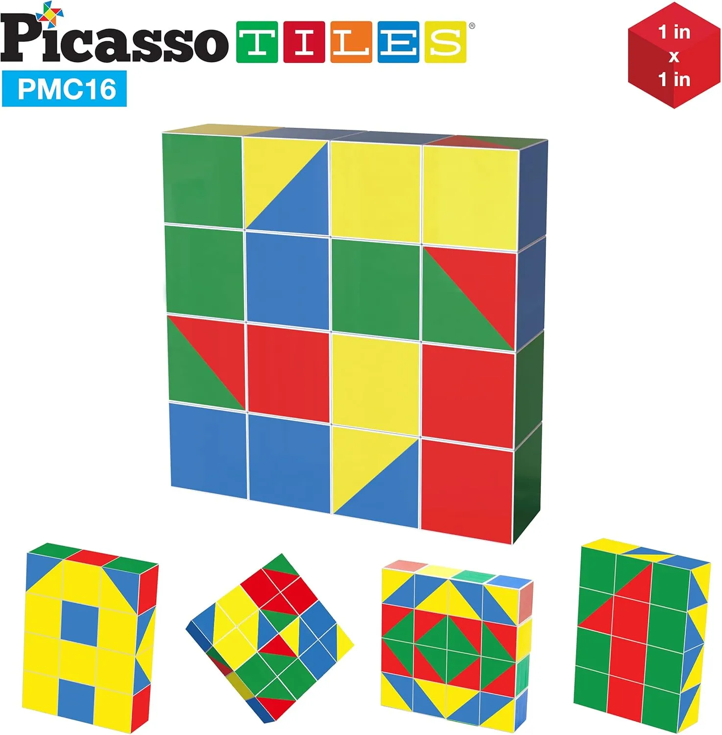 Picasso Cubes 16 Piece Magnetic Puzzle Game Magic Cube Puzzles Brain Teaser Set Kids Toy Magnet Pattern Block Matching Toys with Free Ideabook 100  Inspirations Included STEM Learning Early Education