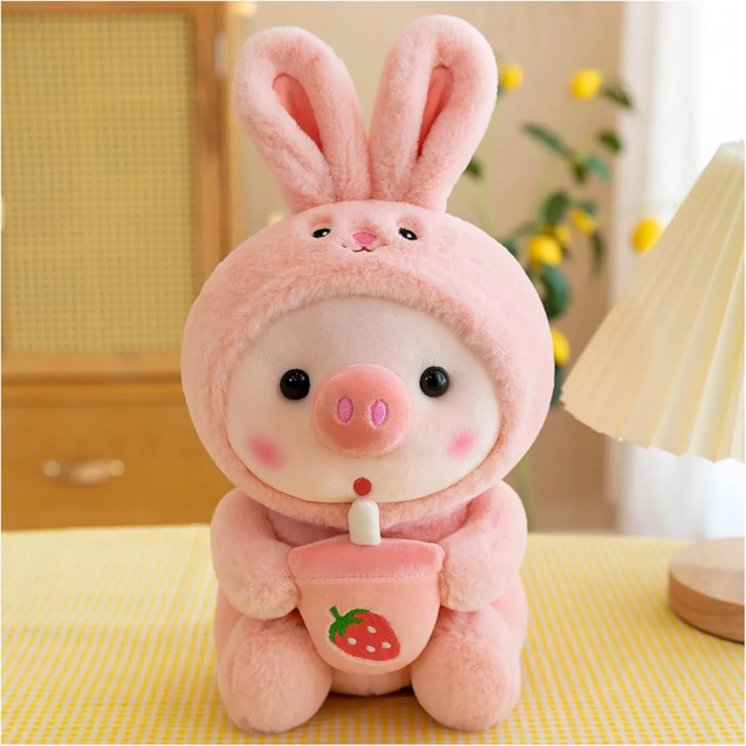Pig Stuffed Animal Plush Toy Pig Dress Up Frog Tiger Rabbit Cute Plush Doll Girls Boys Kids Birthday Bedtime Party Gift (Pink, 20.4 in)
