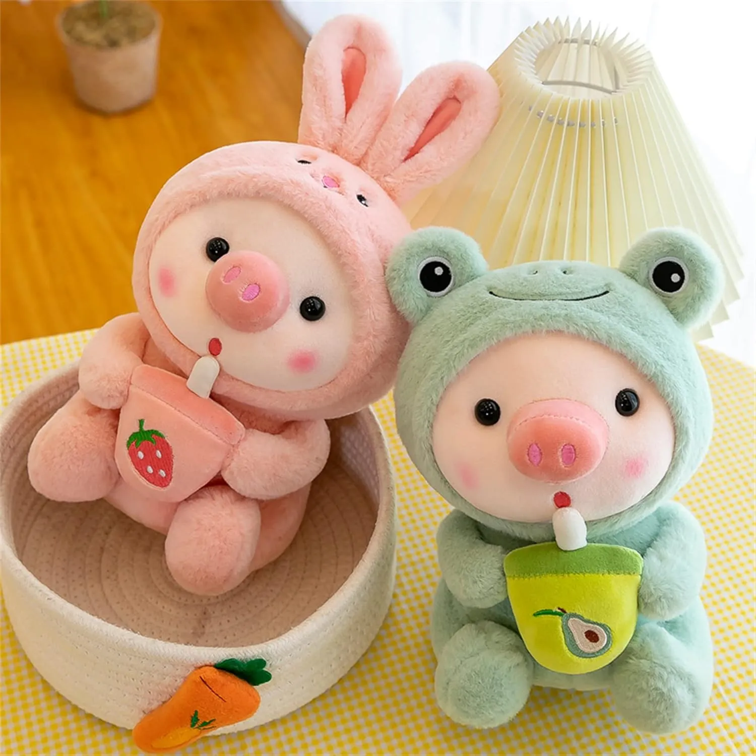 Pig Stuffed Animal Plush Toy Pig Dress Up Frog Tiger Rabbit Cute Plush Doll Girls Boys Kids Birthday Bedtime Party Gift (Pink, 20.4 in)