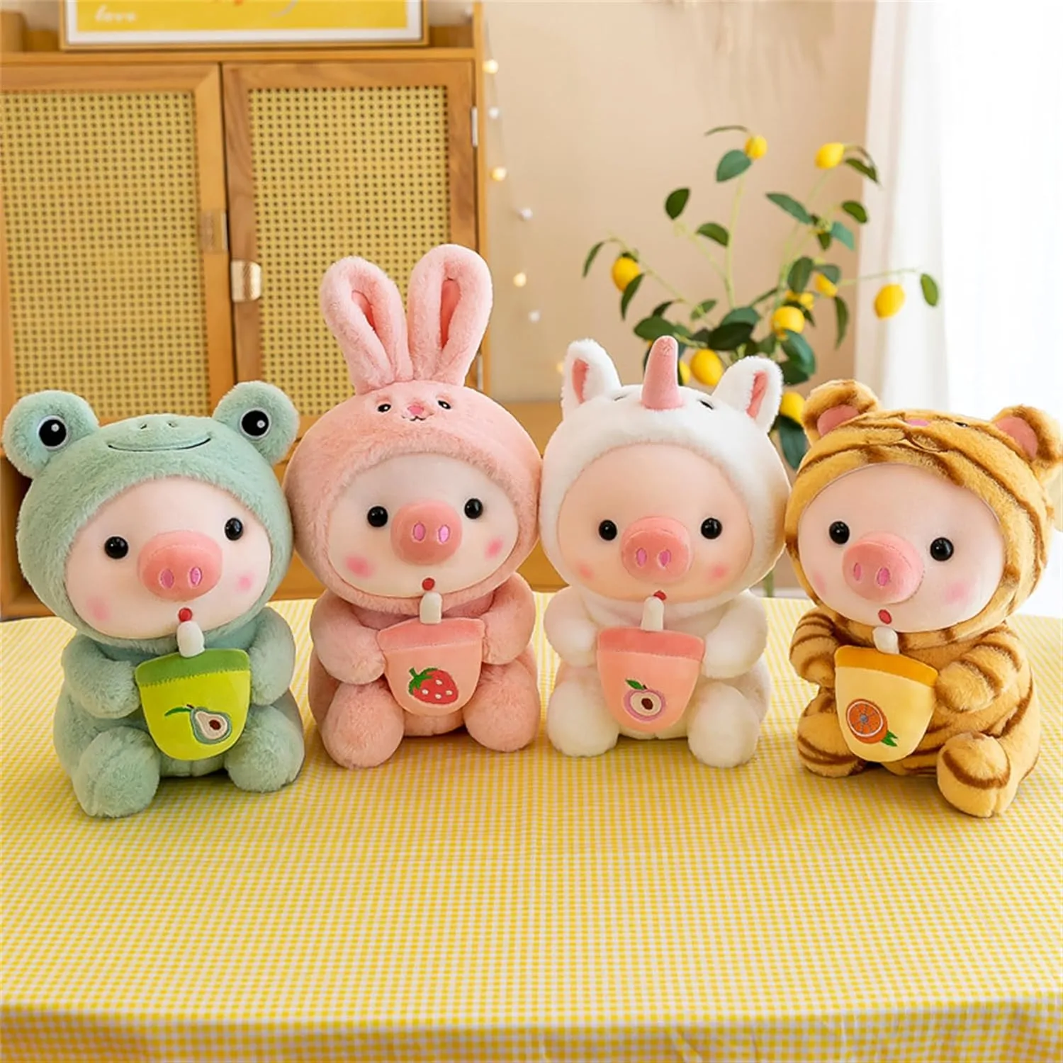 Pig Stuffed Animal Plush Toy Pig Dress Up Frog Tiger Rabbit Cute Plush Doll Girls Boys Kids Birthday Bedtime Party Gift (Pink, 20.4 in)
