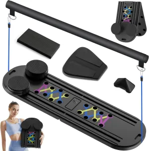 Pilates Board Pilates Reformer Set, 15 in 1 Pilates Sliding Board, Multifunctional Abdominal Board,Multi-Purpose Foldable Pilates Reformer Board for Home,Pilates Board for Women