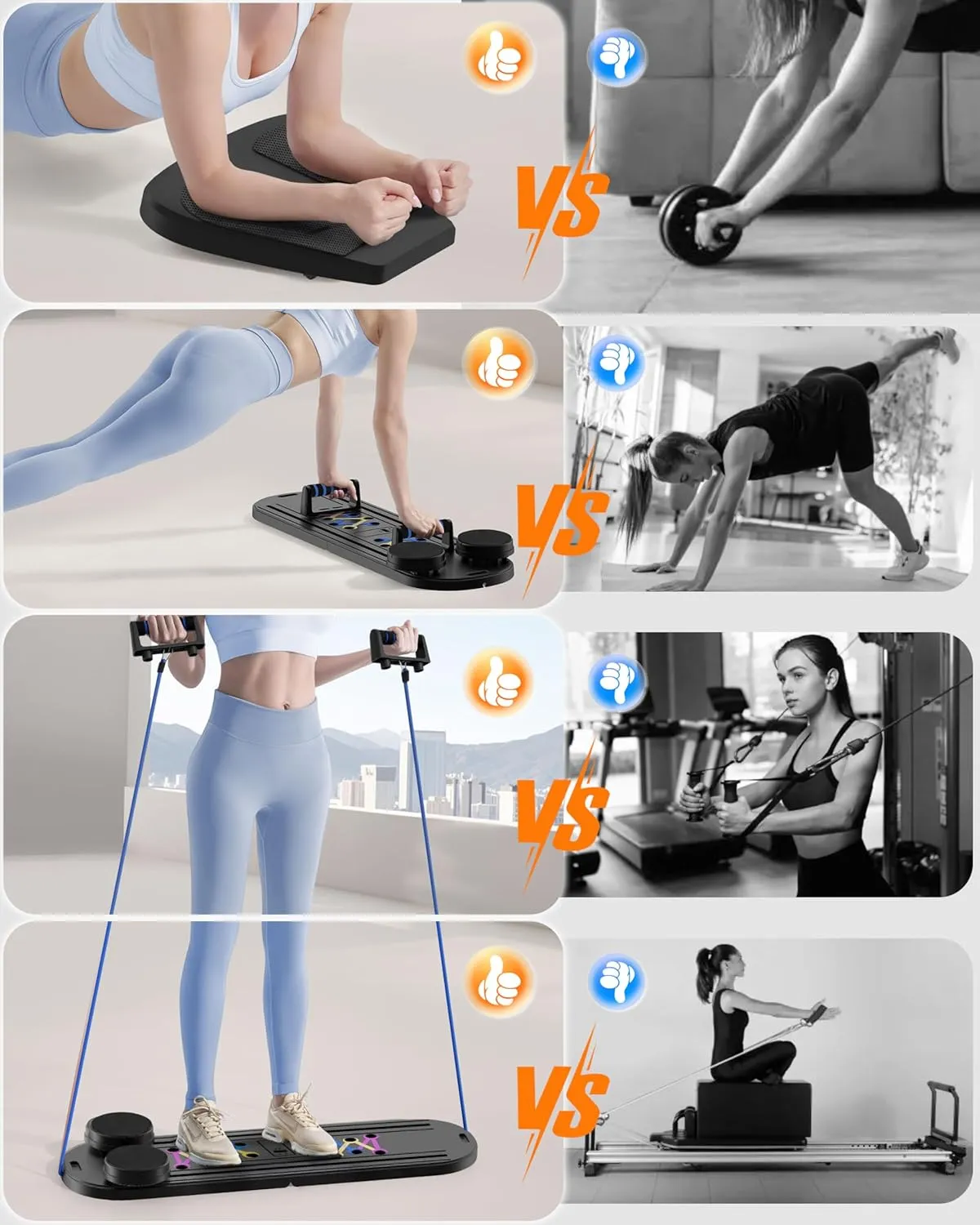 Pilates Board Pilates Reformer Set, 15 in 1 Pilates Sliding Board, Multifunctional Abdominal Board,Multi-Purpose Foldable Pilates Reformer Board for Home,Pilates Board for Women