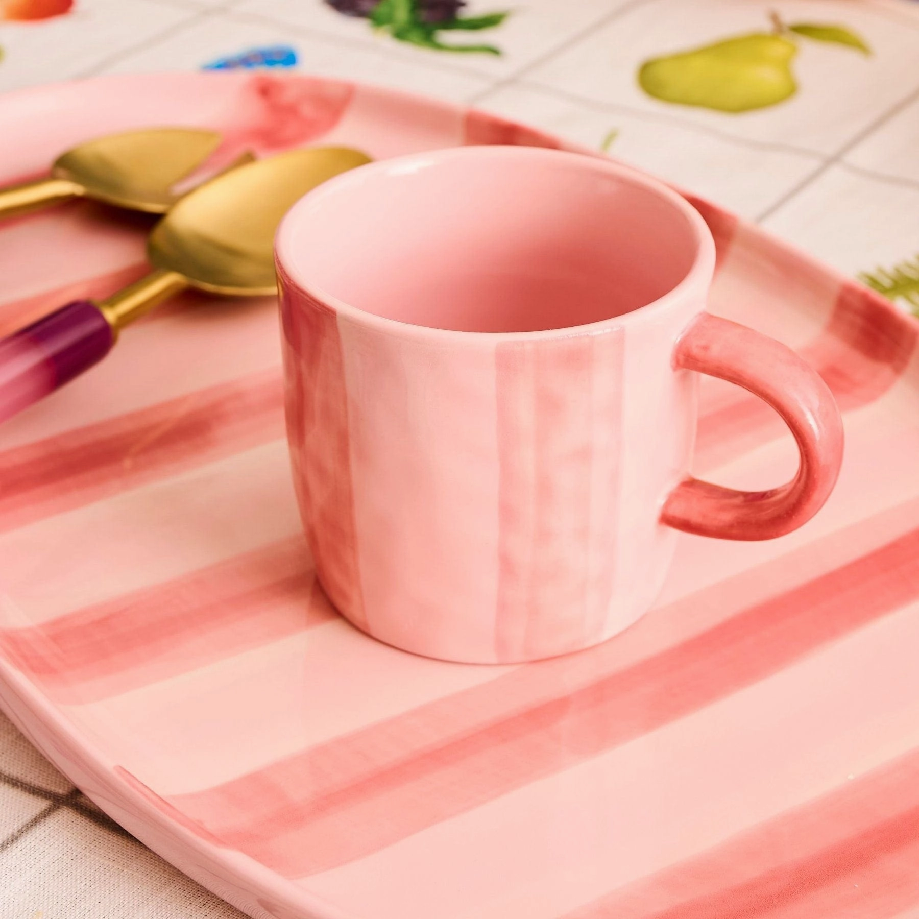 Pink Stripe Mug 2P Set One Size