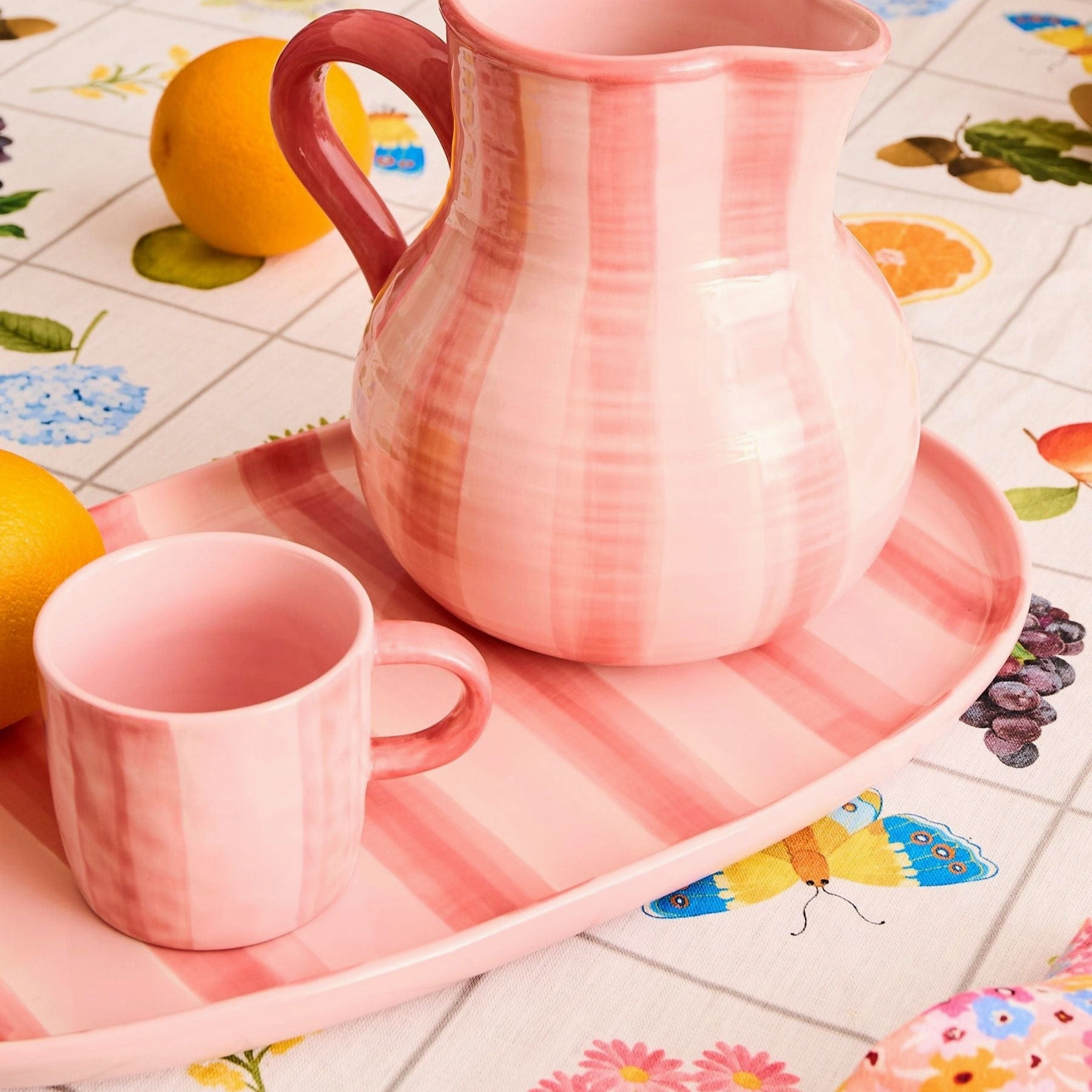 Pink Stripe Mug 2P Set One Size