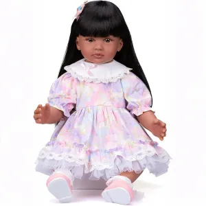Pinky 24 inch Black Indian Reborn Baby Dolls Girl Soft Vinyl Realistic Look African American Newborn Doll Toddler Doll Toy for Kids 3 