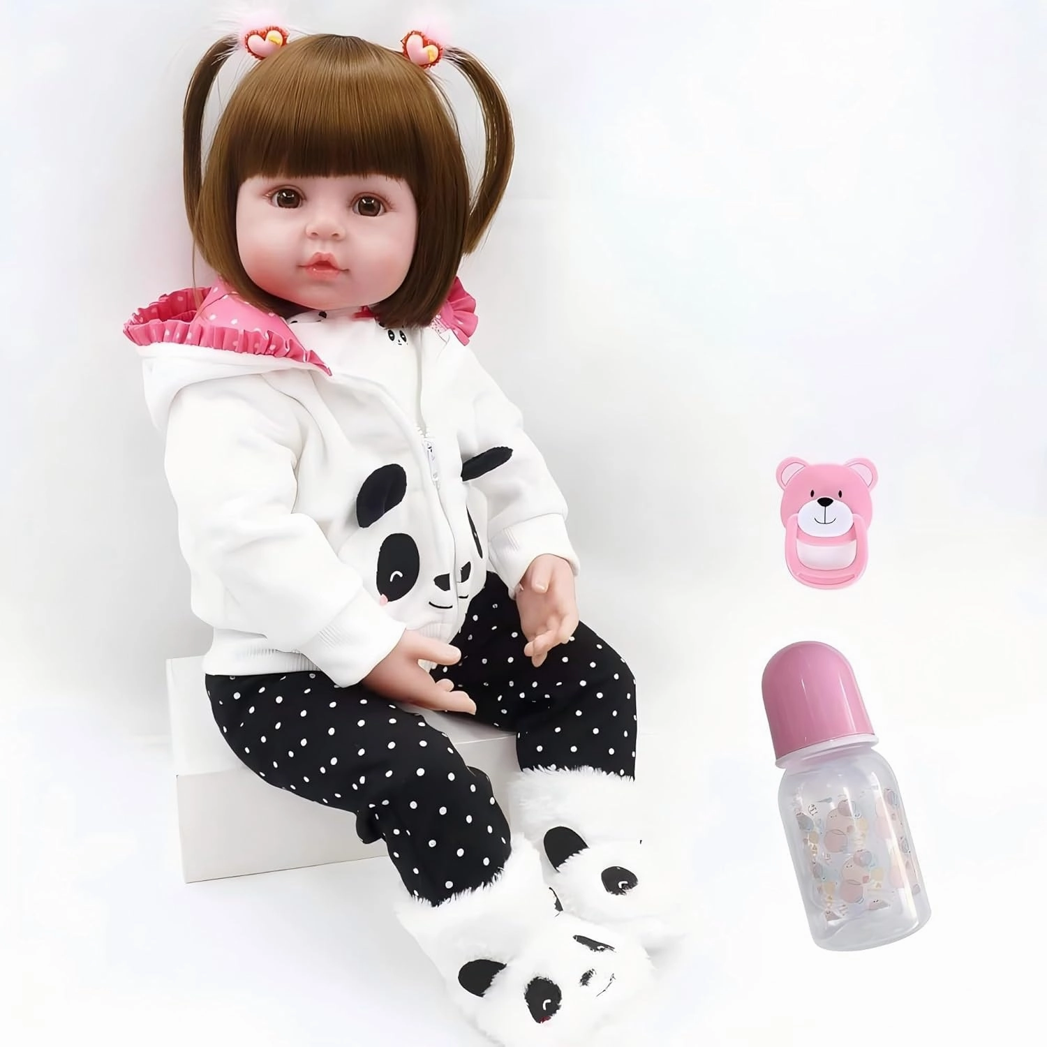 Pinky Lovely 18 inch 45cm Reborn Baby Girl Dolls Toddler Realistic Looking Life Like Baby Doll Vinyl Silicone Baby Doll Toy for Kids 3 