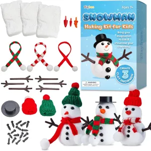 Playbees Snowman Making Kit Toys for Kids Ages 3-12 Creative Kids Air Dry Modeling Clay Snowman DIY Kit Build a Snowman Christmas Stocking Stuffers for Kids Fall & Halloween Crafts Educational Toy