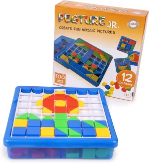 Playkidz: Pegture Jr. Set with 100 Larger Pieces   12 Design Cards. Mosaic Puzzle Toy Set, Creative Skills Development, Educational Learning Toys for Kid. Great Gift for Boys & Girls.