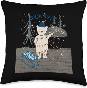 Polar Bear Fairy Lights Christmas Tree Snow Daze Fun Gift Throw Pillow