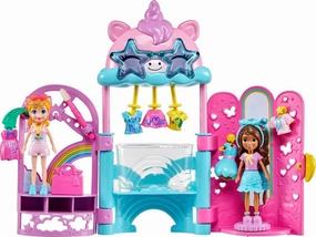 Polly Pocket Dolls & Playset, Unicorn Toy with 2 Dolls & 19 Fashion Accessories, Glam It Up Style Studio