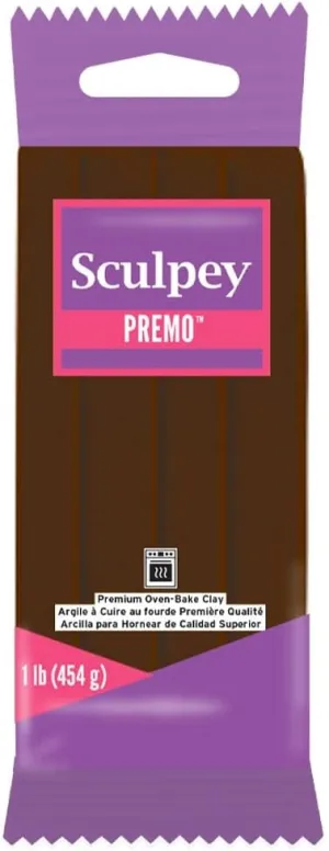 Polyform Sculpey Premo Polymer Oven-Bake Clay, Burnt Umber Brown, Non Toxic, 1 lb. bar, Great for jewelry making, holiday, DIY, mixed media and more. Premium clay perfect for clayers and artists.