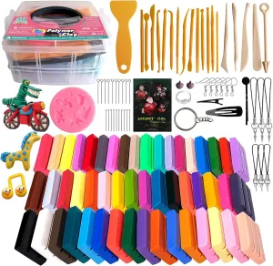 Polymer Clay Kit 50 Colors,Oven Bake Modeling Clay Kit,Creative Clay with 19 Clay Tools and 10 Kinds of Accessories,Non-Toxic,Safe Great Christmas Gift for Children Kids Adults Beginners