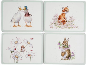 Portmeirion Wildflower Placemats (Set of 4) - Wrendale Designs | Cork-Backed Board | Decorative Dining Placemats | Easy Maintenance & Durable Table Placemats for Kitchen and Dining Room