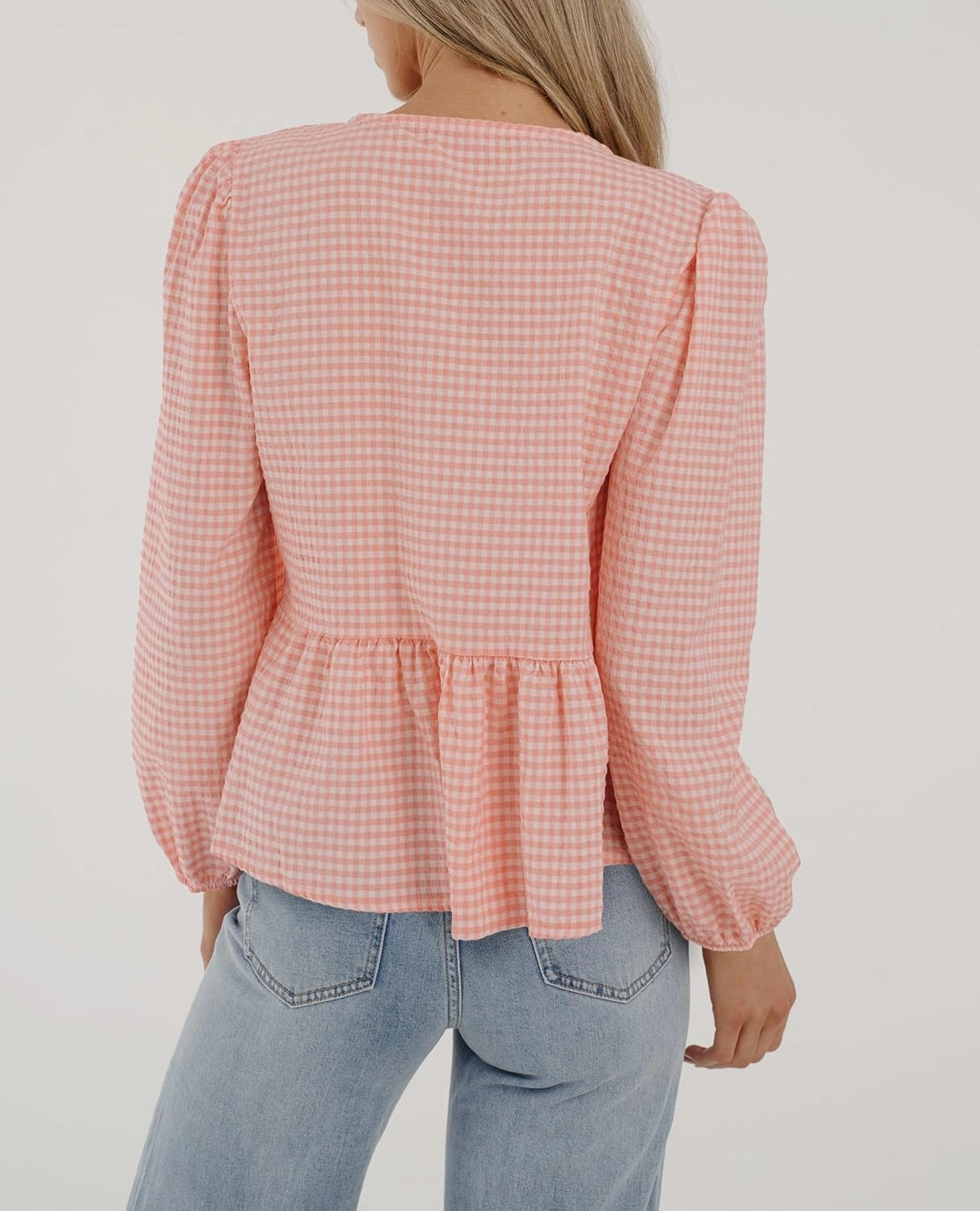 PRETTYGARDEN Women's Spring Fall Babydoll Peplum Blouse Shirt Puff Long Sleeve Bow Tie Front Trendy Cute Y2K Going Out Tops