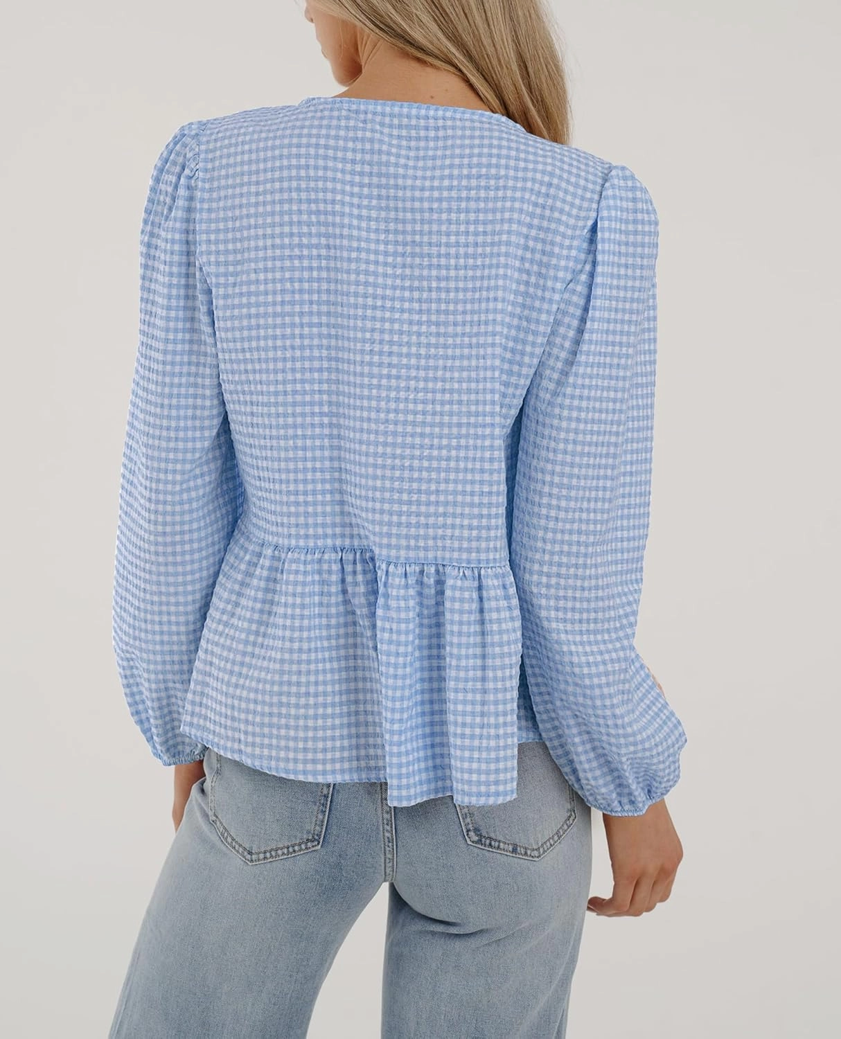 PRETTYGARDEN Women's Spring Fall Babydoll Peplum Blouse Shirt Puff Long Sleeve Bow Tie Front Trendy Cute Y2K Going Out Tops