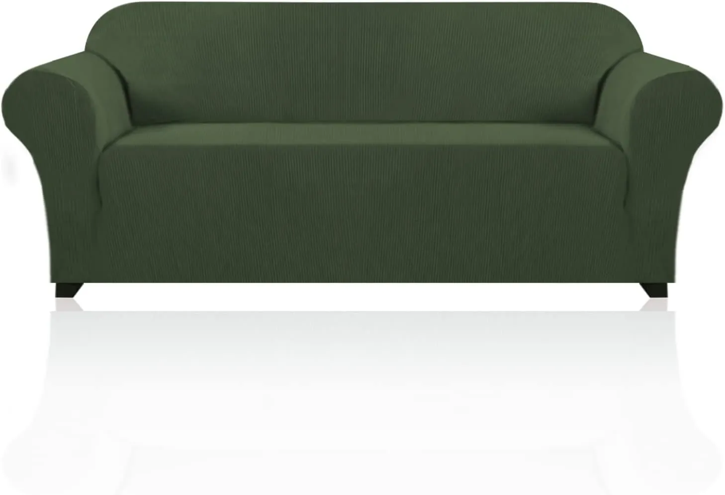 PrinceDeco Stretch Sofa Cover Slipcover Couch Covers for 3 Cushion Couch Furniture Protector Sofa Covers with Non Slip Elastic Bottom Dogs Pet Friendly Fitted (Sofa, Bronze Green)