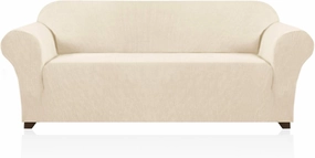 PrinceDeco Stretch Sofa Cover Slipcover Couch Covers for 3 Cushion Couch Furniture Protector Sofa Covers with Non Slip Elastic Bottom Dogs Pet Friendly Fitted (Sofa, Biscotti Beige)