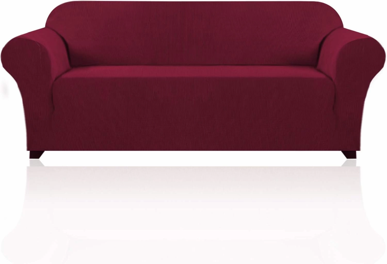 PrinceDeco Stretch Sofa Cover Slipcover Couch Covers for 3 Cushion Couch Furniture Protector Sofa Covers with Non Slip Elastic Bottom Dogs Pet Friendly Fitted(Sofa, Burgundy)