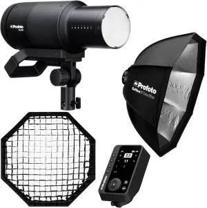 Profoto Pro-D3 Industrial-Grade Monolight with Fast Recycling Time and Three Flash Modes (1250W) Bundle with Profoto Softbox 3-Feet Octa Silver, Wireless Transmitter, and Softgrid Octa (4 Items)