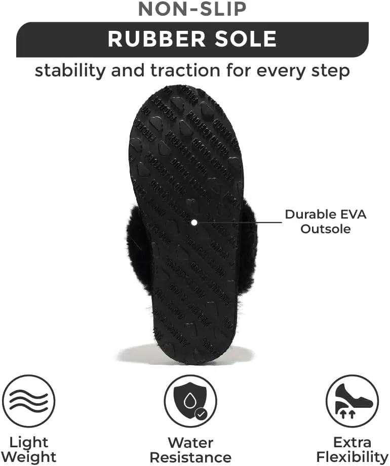 Project Cloud 100% Australian Sheepskin Scuff Slippers for Women - Genuine Shearling Memory Foam Slides for Women - Non-Slip Womens Slippers (Lynsey) (Lynsey)