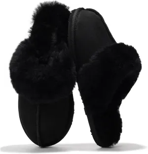 Project Cloud 100% Australian Sheepskin Scuff Slippers for Women - Genuine Shearling Memory Foam Slides for Women - Non-Slip Womens Slippers (Lynsey) (Lynsey)