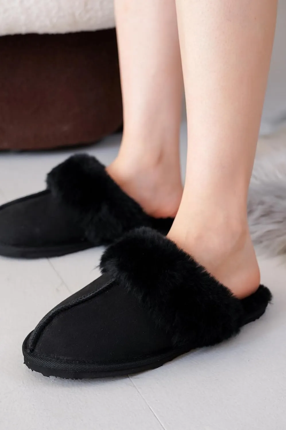 Project Cloud 100% Australian Sheepskin Scuff Slippers for Women - Genuine Shearling Memory Foam Slides for Women - Non-Slip Womens Slippers (Lynsey) (Lynsey)