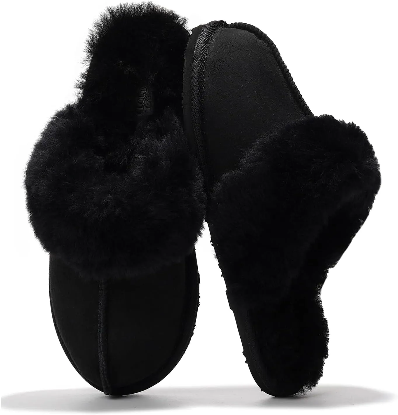 Project Cloud 100% Australian Sheepskin Scuff Slippers for Women - Genuine Shearling Memory Foam Slides for Women - Non-Slip Womens Slippers (Lynsey) (Lynsey)