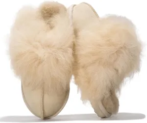 Project Cloud 100% Australian Sheepskin Scuff Slippers for Women - Genuine Shearling Memory Foam Slides for Women - Non-Slip Womens Slippers (Ryann)