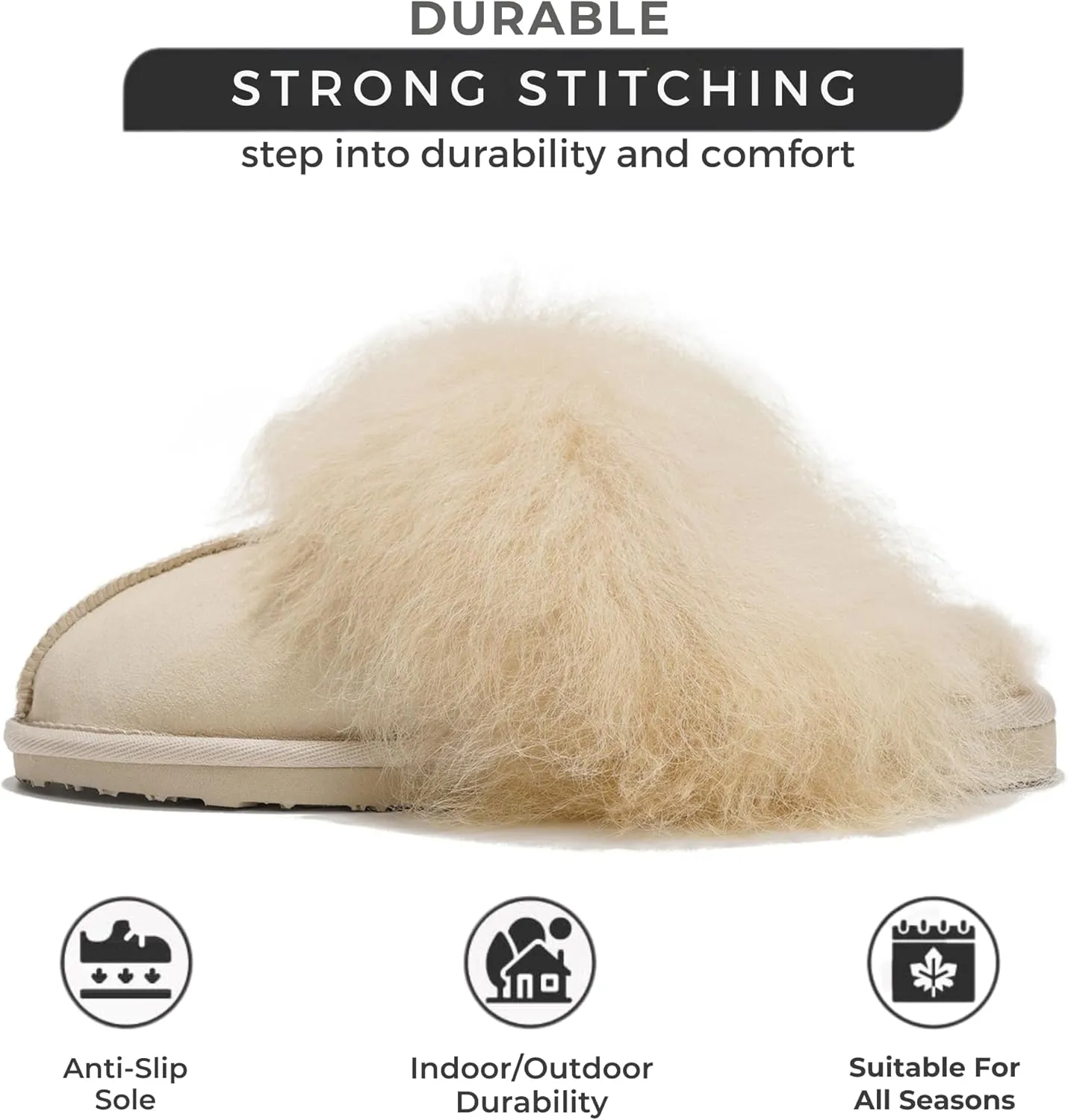 Project Cloud 100% Australian Sheepskin Scuff Slippers for Women - Genuine Shearling Memory Foam Slides for Women - Non-Slip Womens Slippers (Ryann)