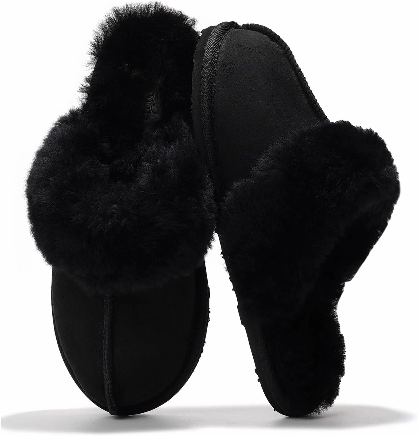 Project Cloud 100% Australian Sheepskin Scuff Slippers for Women - Genuine Shearling Memory Foam Slides for Women - Non-Slip Womens Slippers (Lynsey) (Lynsey)