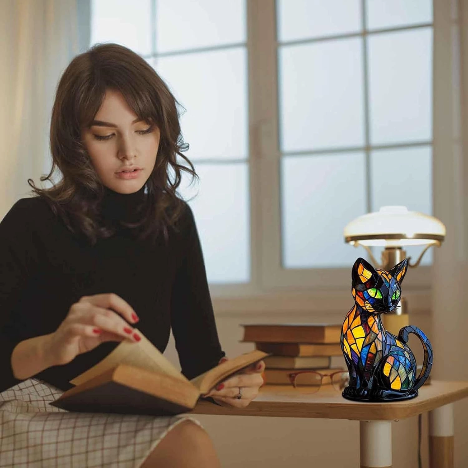 Pubyfun Glowkitty, Cat Lamp Stained Glass, Cat Lamp, Sherum Glowkitty, Stained Resin Night Light, 3D Cute Pet Led Table Lamps for Pet Lovers (Dachshund)