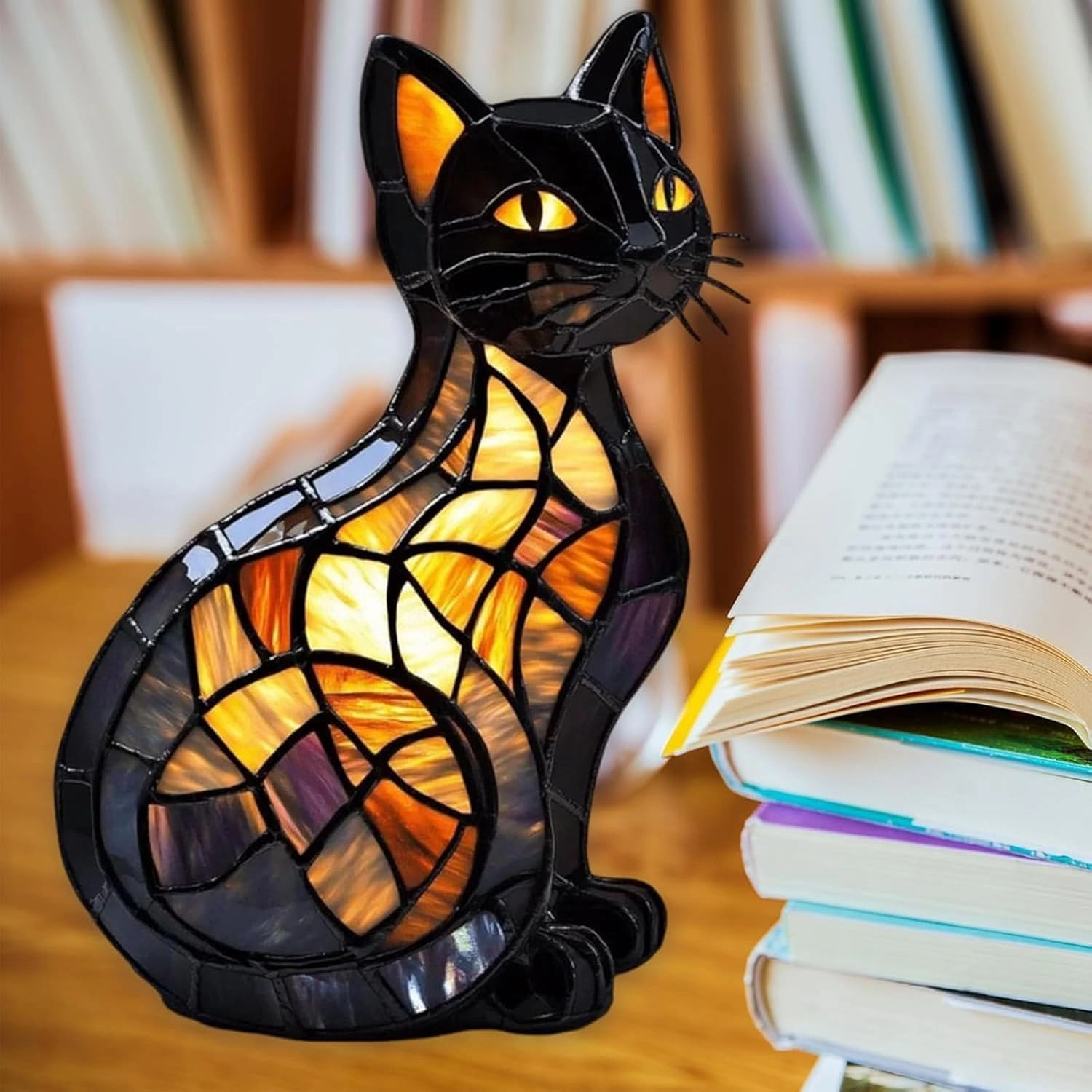 Pubyfun Glowkitty, Cat Lamp Stained Glass, Cat Lamp, Sherum Glowkitty, Stained Resin Night Light, 3D Cute Pet Led Table Lamps for Pet Lovers (Dachshund)