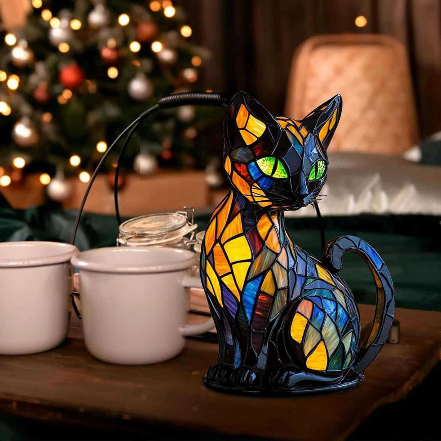 Pubyfun Glowkitty, Cat Lamp Stained Glass, Cat Lamp, Sherum Glowkitty, Stained Resin Night Light, 3D Cute Pet Led Table Lamps for Pet Lovers (Dachshund)