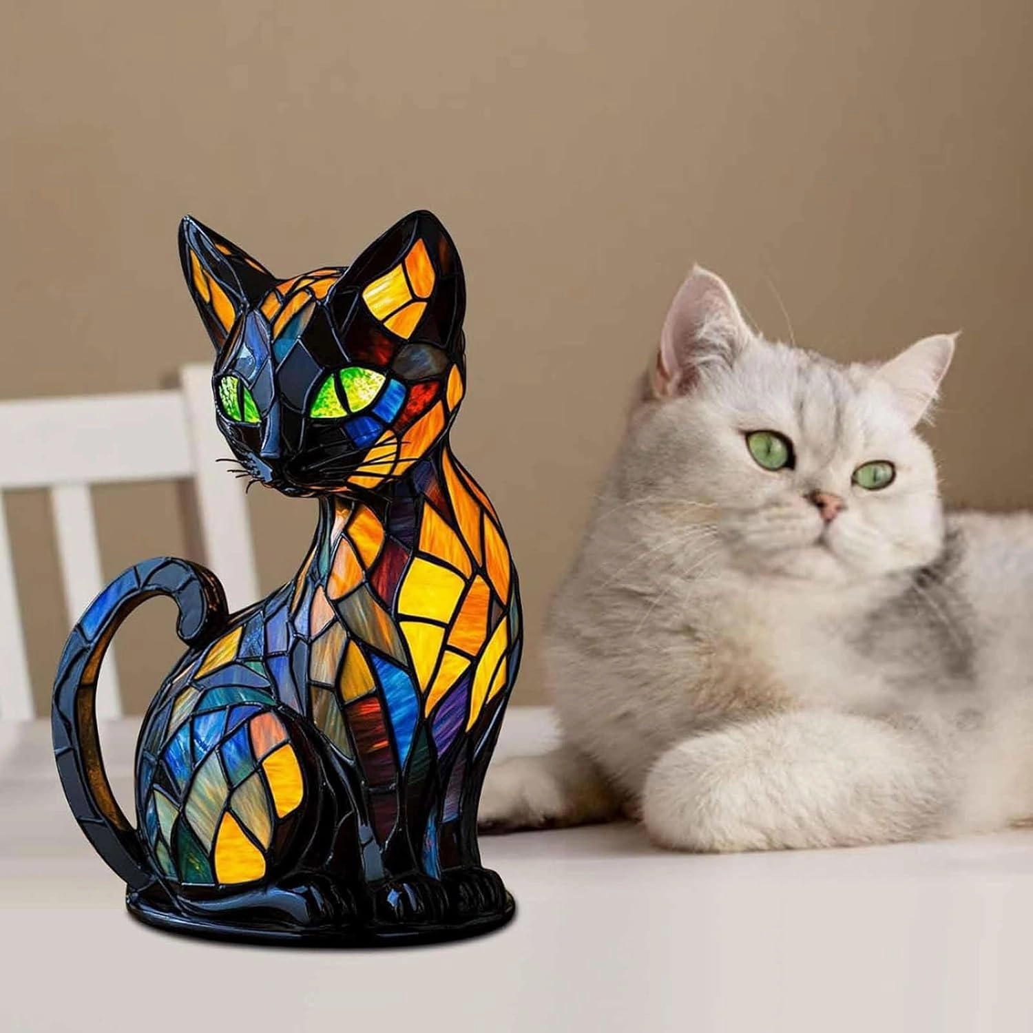 Pubyfun Glowkitty, Cat Lamp Stained Glass, Cat Lamp, Sherum Glowkitty, Stained Resin Night Light, 3D Cute Pet Led Table Lamps for Pet Lovers (Dachshund)