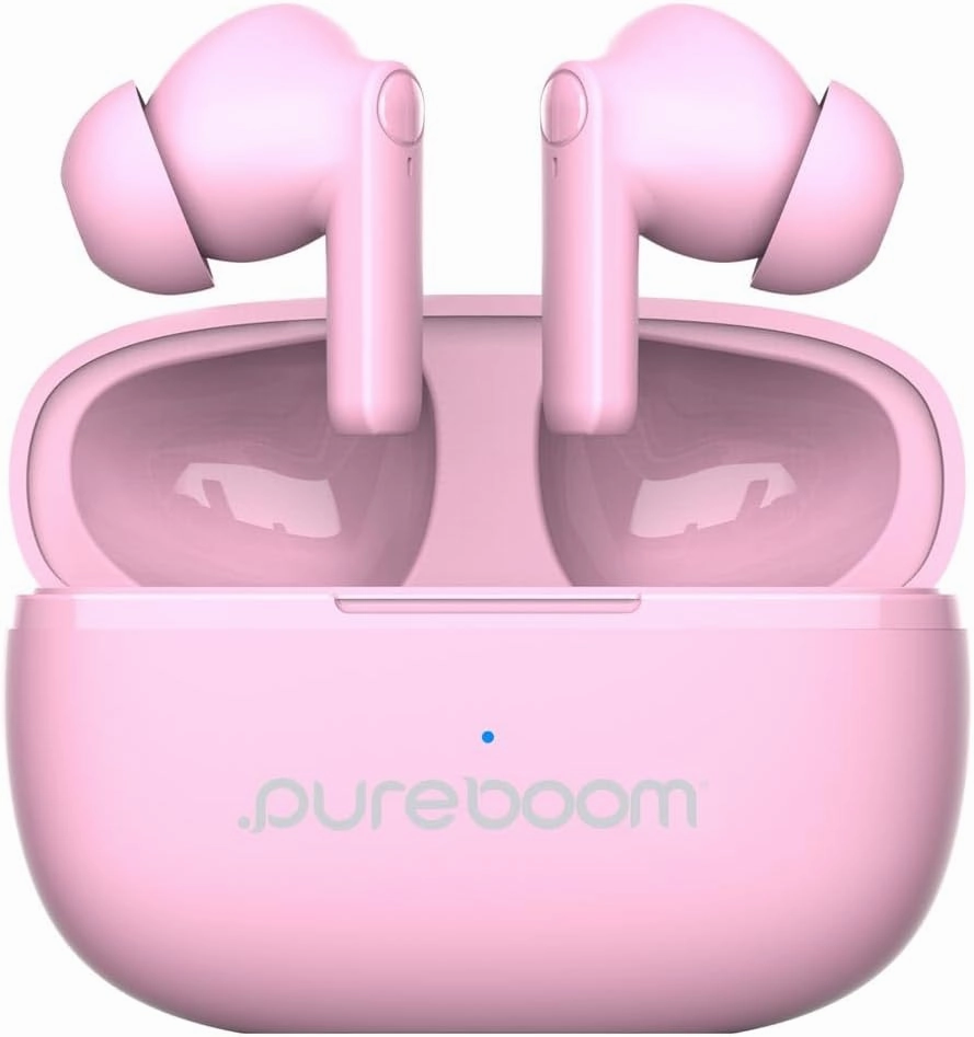 PureGear PureBoom Wireless Earbuds for Enhanced Sound, Touch Control Stereo Headphones in Ear Built-in Mic for iPhone/Android Phones/TV/Laptops, More Devices (Pink) Lifetime Replacement Coverage