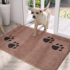 PURRUGS Dirt Trapper Door Mat 24" x 35.5", Non-Skid/Slip Machine Washable Microfiber Entrance Rug, Shoes Scraper, Dog Doormat, Super Absorbent Floor Mat for Muddy Wet Shoes and Paws, Light Brown