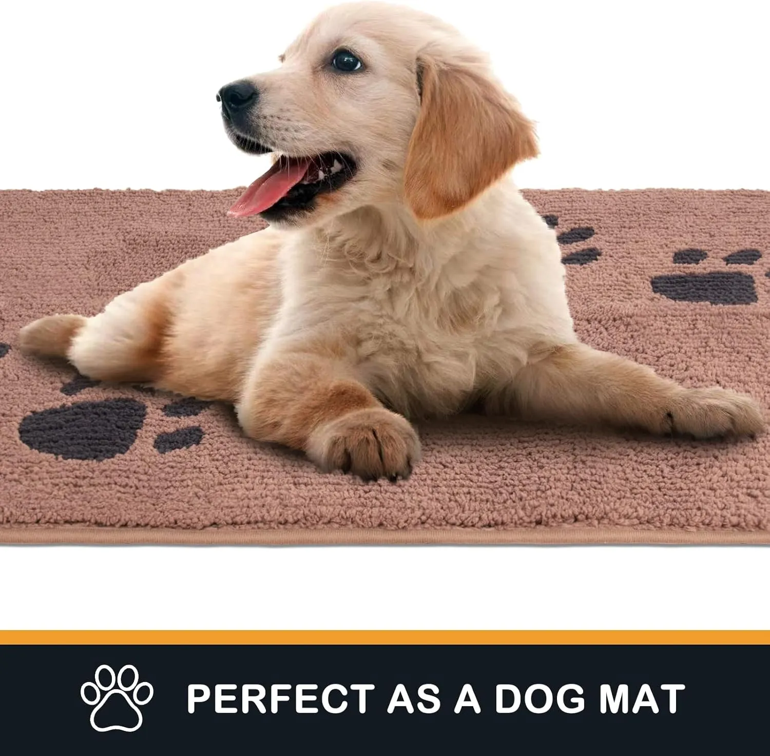 PURRUGS Dirt Trapper Door Mat 24" x 35.5", Non-Skid/Slip Machine Washable Microfiber Entrance Rug, Shoes Scraper, Dog Doormat, Super Absorbent Floor Mat for Muddy Wet Shoes and Paws, Light Brown