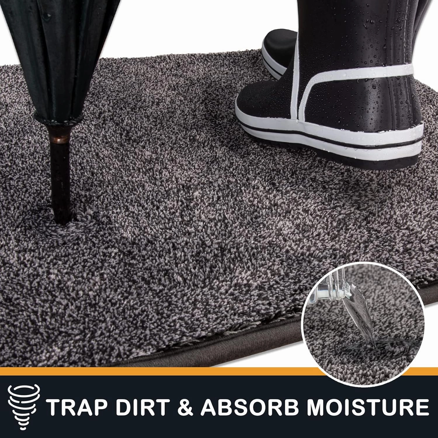 PURRUGS Dirt Trapper Door Mat 31.5" x 47", Non-Slip Machine Washable Entry Rug, Shoe Scraper, Dog Doormat, Super Absorbent Welcome Mat for Front & Back Door, Muddy Shoes & Paws,Light Grey-Dark Grey