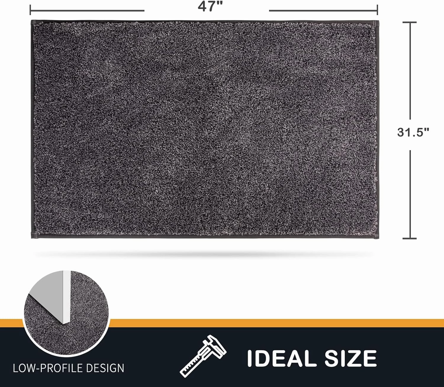 PURRUGS Dirt Trapper Door Mat 31.5" x 47", Non-Slip Machine Washable Entry Rug, Shoe Scraper, Dog Doormat, Super Absorbent Welcome Mat for Front & Back Door, Muddy Shoes & Paws,Light Grey-Dark Grey