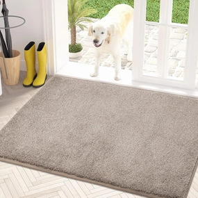 PURRUGS Dirt Trapper Door Mat 31.5" x 47", Non-Slip Machine Washable Entry Rug, Shoe Scraper, Dog Doormat, Super Absorbent Welcome Mat for Front & Back Door, Muddy Shoes & Paws, Taupe