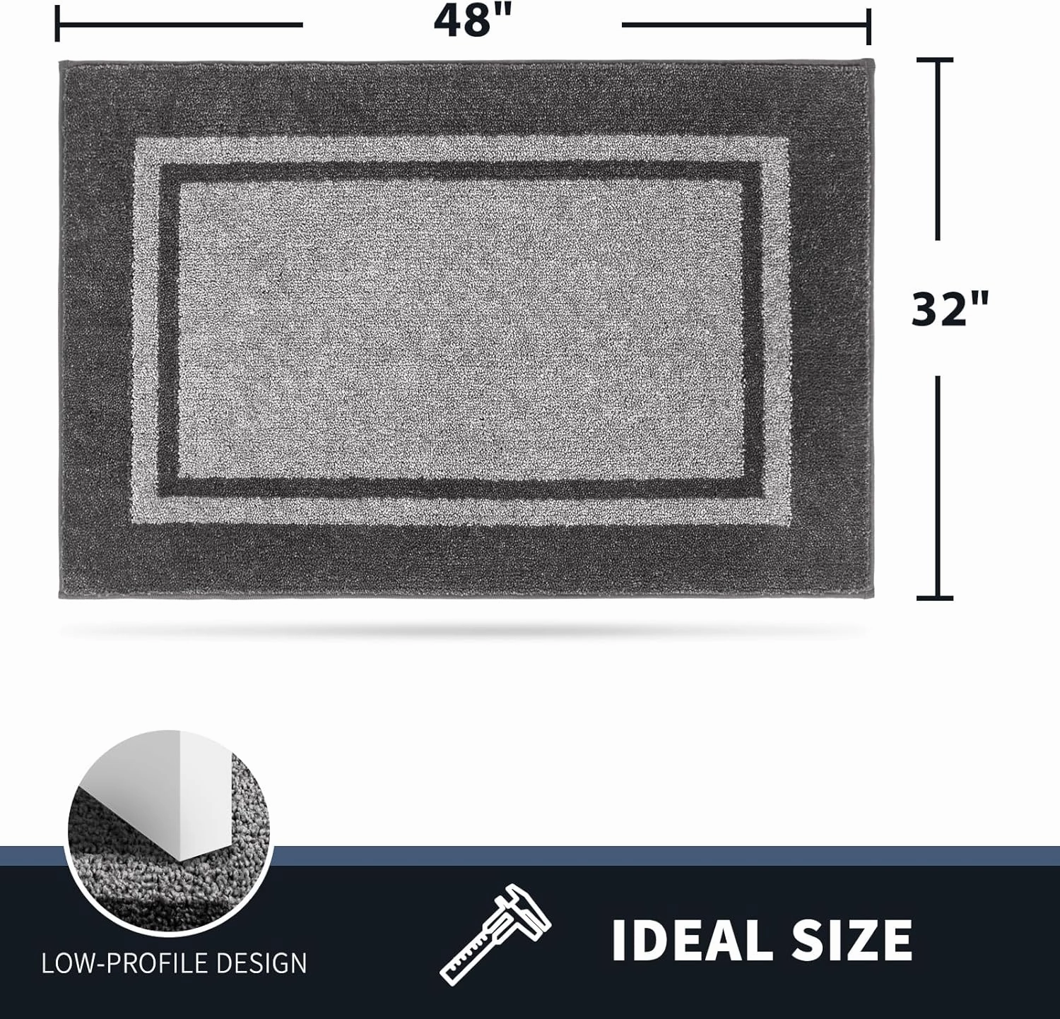 PURRUGS Dirt Trapper Door Mat 32" x 48", Non-Slip/Skid Machine Washable Entryway Rug, Shoes Scraper, Area Rug, Super Absorbent Welcome Mat for Muddy Wet Shoes and Paws, Light Grey & Dark Grey