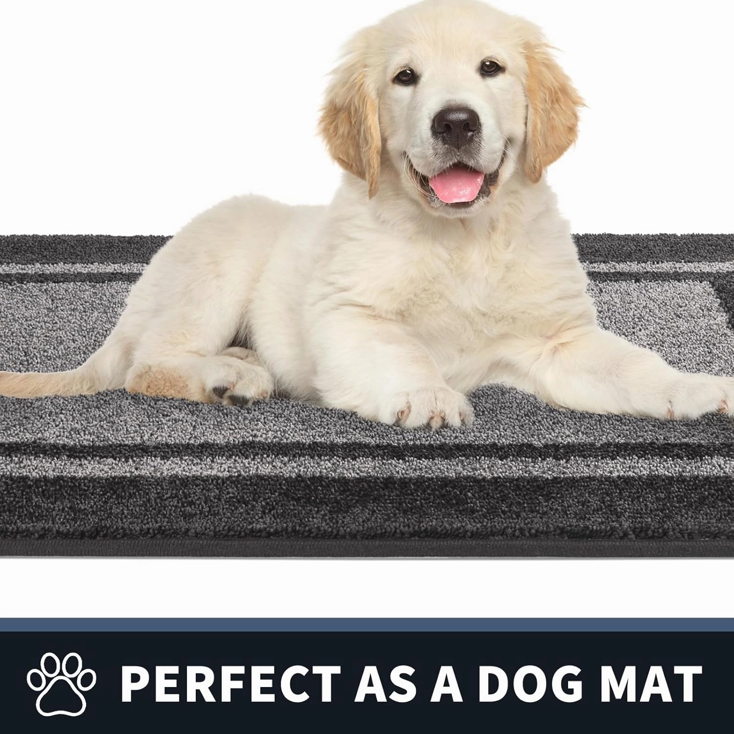 PURRUGS Dirt Trapper Door Mat 32" x 48", Non-Slip/Skid Machine Washable Entryway Rug, Shoes Scraper, Area Rug, Super Absorbent Welcome Mat for Muddy Wet Shoes and Paws, Light Grey & Dark Grey