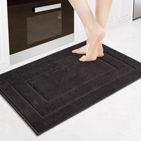 PURRUGS Machine Washable Kitchen Rug 24" x 35.5", Non-Slip/Skid Kitchen Runner Rugs & Floor Mats, Super Absorbent Soft Standing Mats for Kitchen, Sink & Laundry, Charcoal