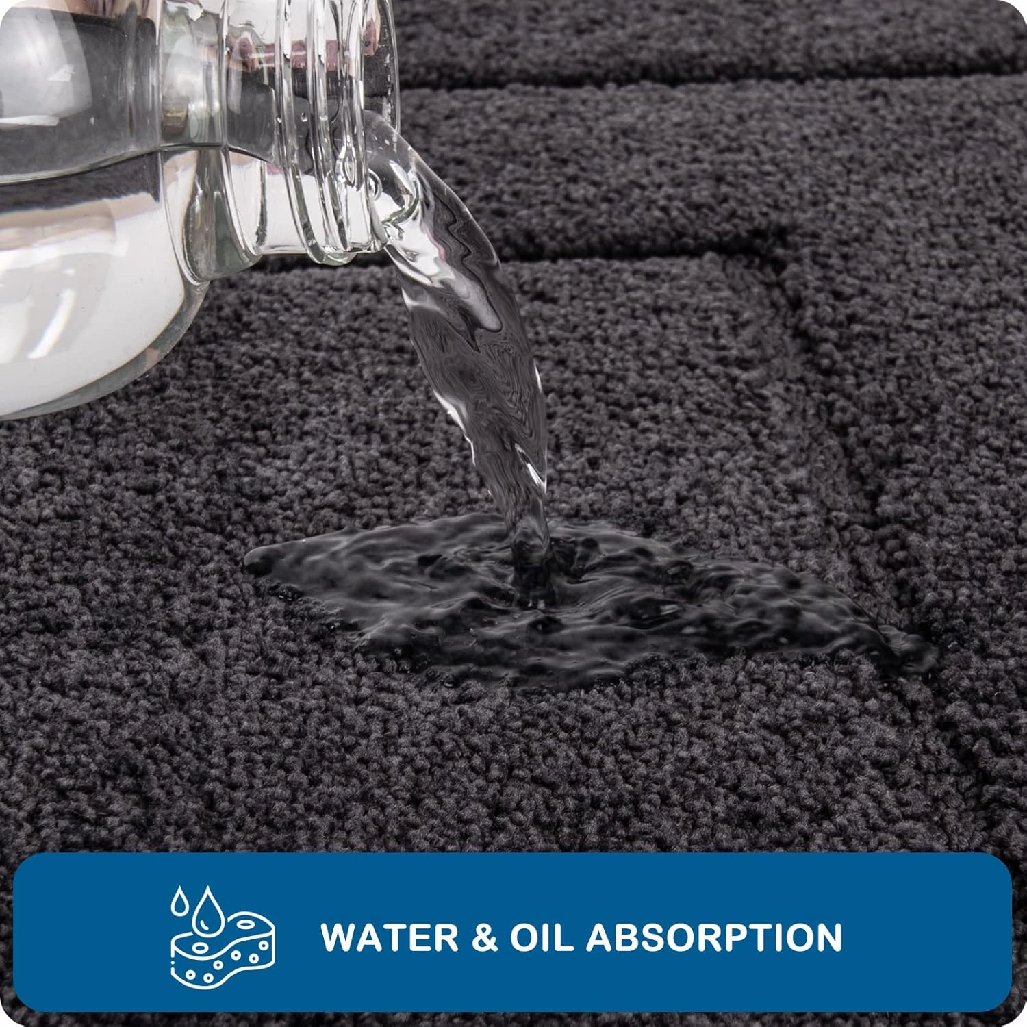 PURRUGS Machine Washable Kitchen Rug 24" x 35.5", Non-Slip/Skid Kitchen Runner Rugs & Floor Mats, Super Absorbent Soft Standing Mats for Kitchen, Sink & Laundry, Charcoal