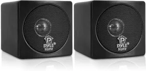 Pyle Home 3" Mini Cube Bookshelf Speakers - 100W Small Bookshelf Speakers w/ 3" Paper Cone Driver, 8 Ohm - Passive Audio Bookshelf Speaker Pair For Home Theater Stereo Surround Sound (Black)