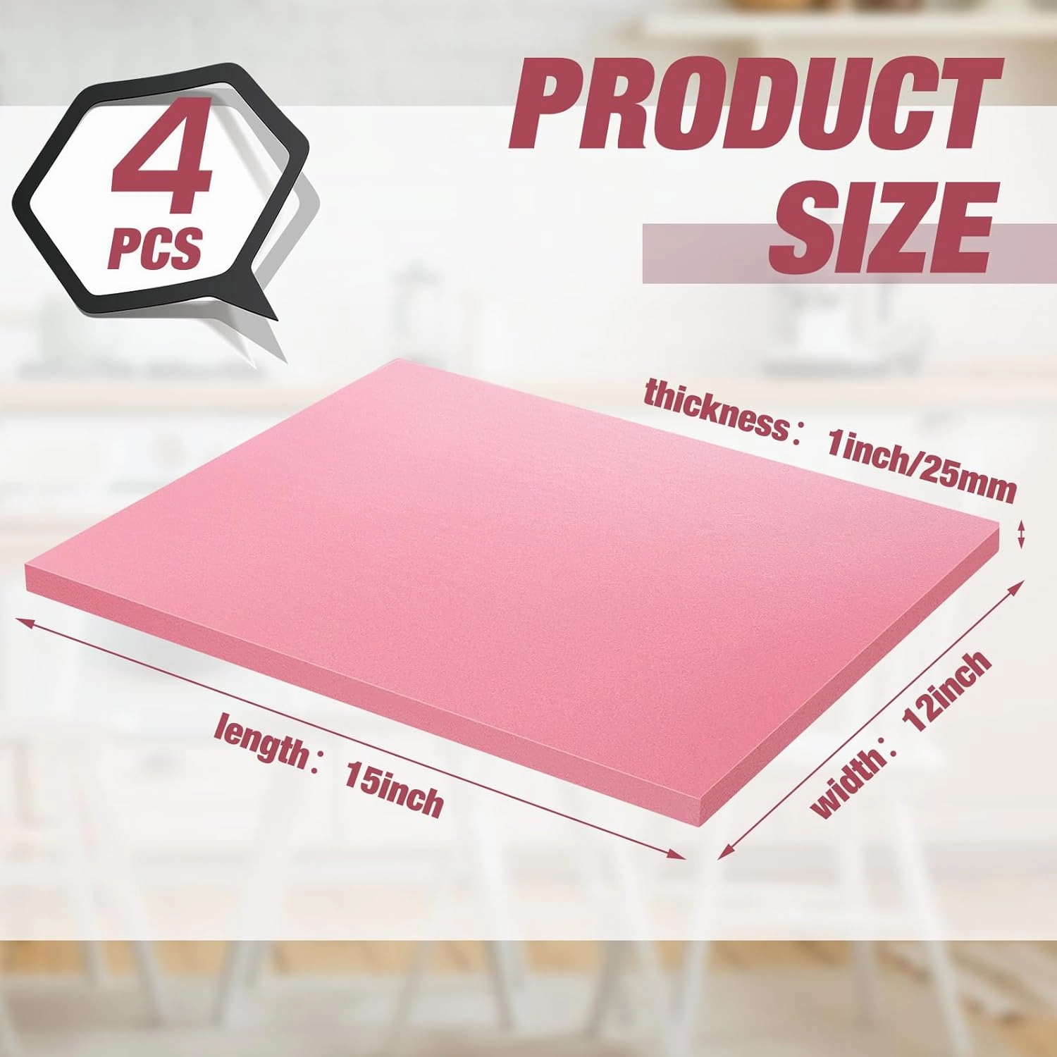 Ramede XPS Foam 15 x 12 Thick Polystyrene Rectangles Foam Board Craft for DIY Modeling Art Supplies(4 Pcs,1 Inch Thick)