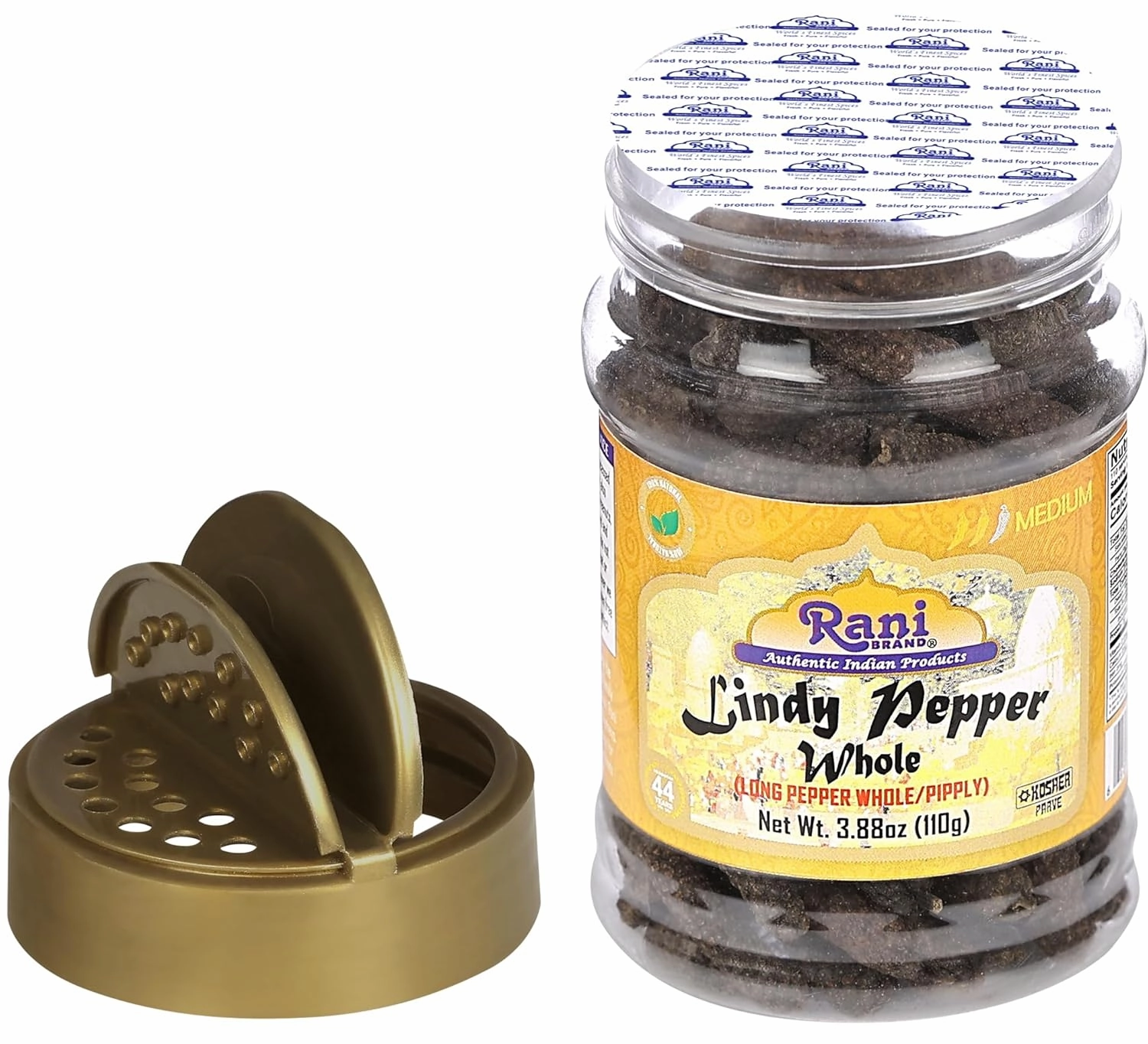 Rani Lindy Pepper Whole (Long Pepper, Piper Longum, Pipli) 3.88oz (110g) PET Jar ~ All Natural | Gluten Friendly | NON-GMO | Vegan | Indian Origin