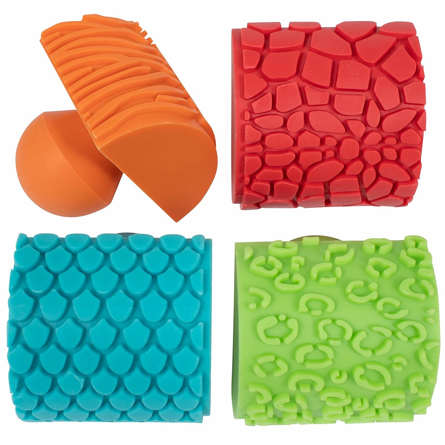READY 2 LEARN Paint and Clay Animal Rockers - Set of 4 - Ages 2  - Easy to Grip Arts and Crafts Stampers for Kids - DIY Textures and Patterns