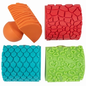 READY 2 LEARN Paint and Clay Animal Rockers - Set of 4 - Ages 2  - Easy to Grip Arts and Crafts Stampers for Kids - DIY Textures and Patterns
